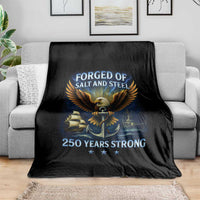 Navy Veteran 250th Anniversary Throw Blanket Forged of Salt and Steel US Naval Ships 250th Anniversary - Wonder Print Shop