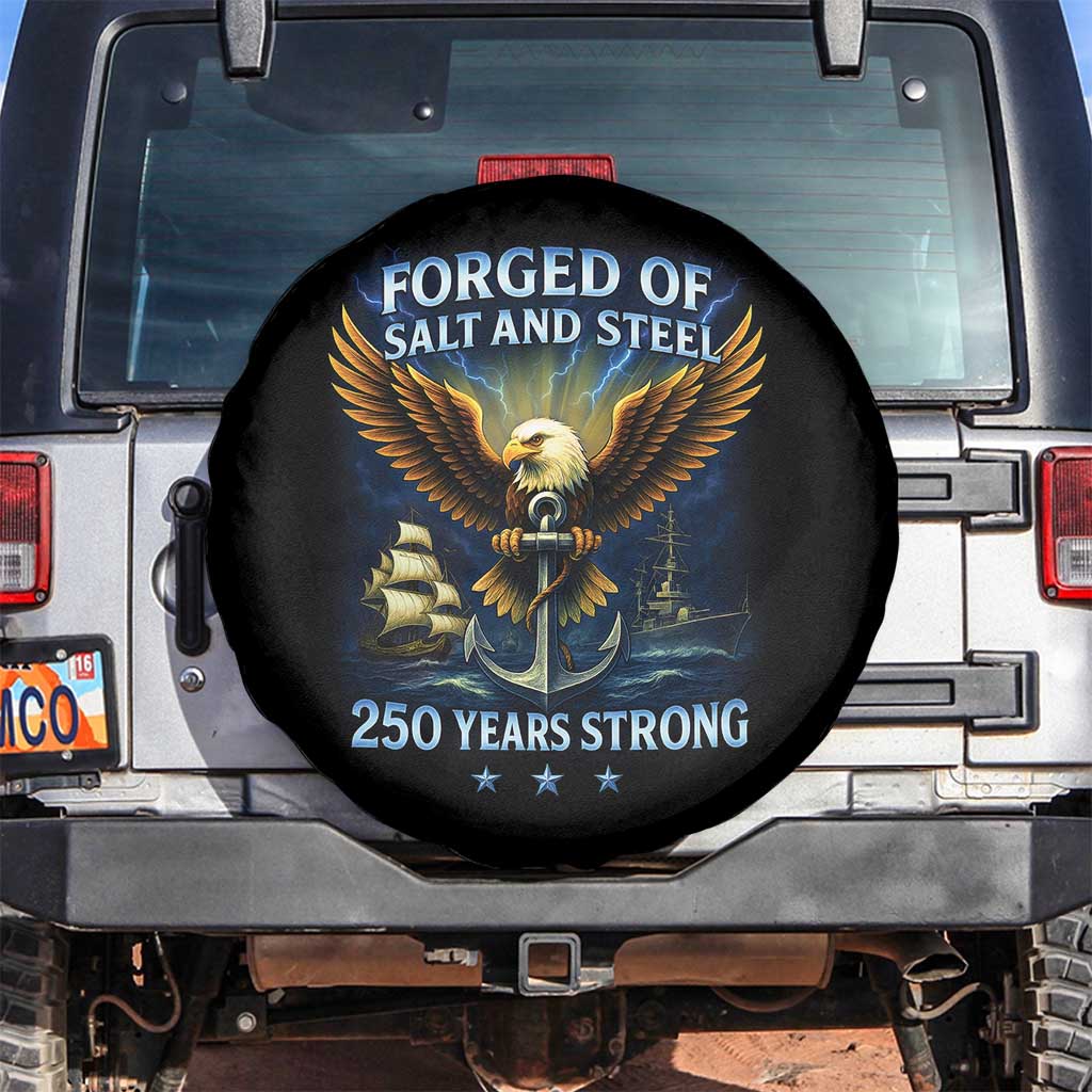 Navy Veteran 250th Anniversary Spare Tire Cover Forged of Salt and Steel US Naval Ships 250th Anniversary - Wonder Print Shop