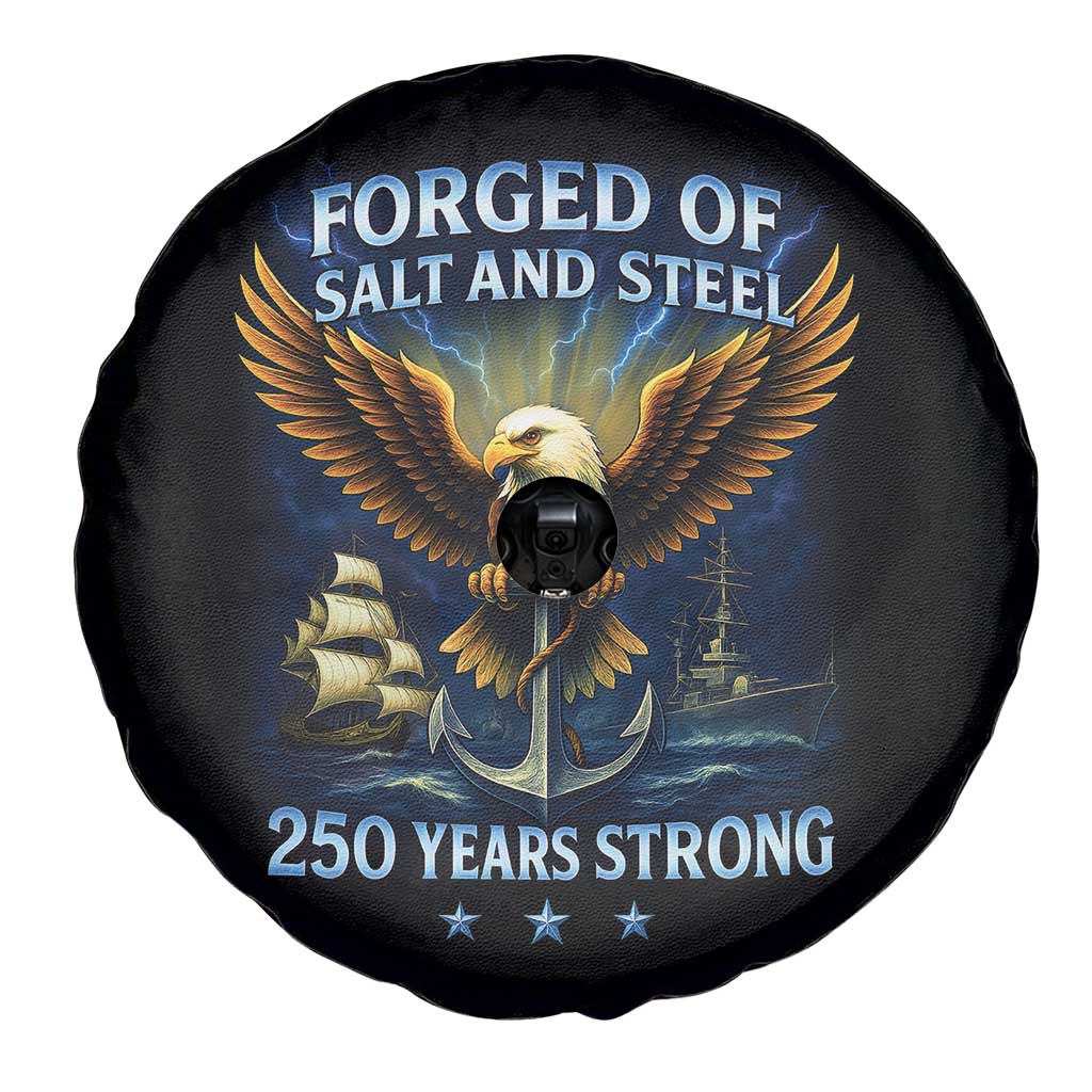 Navy Veteran 250th Anniversary Spare Tire Cover Forged of Salt and Steel US Naval Ships 250th Anniversary - Wonder Print Shop