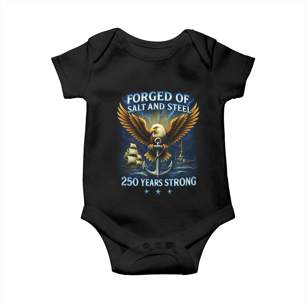 Navy Veteran 250th Anniversary Baby Onesie Forged of Salt and Steel US Naval Ships 250th Anniversary - Wonder Print Shop