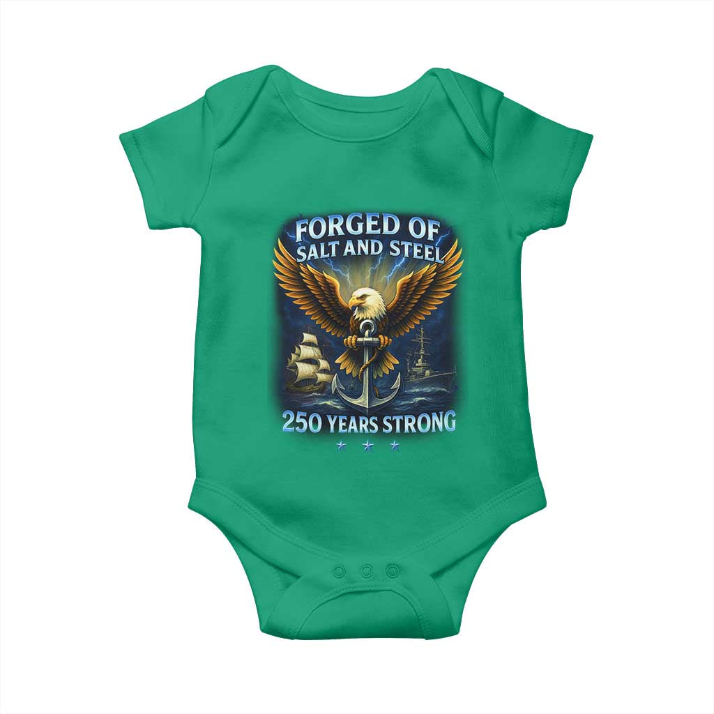 Navy Veteran 250th Anniversary Baby Onesie Forged of Salt and Steel US Naval Ships 250th Anniversary - Wonder Print Shop