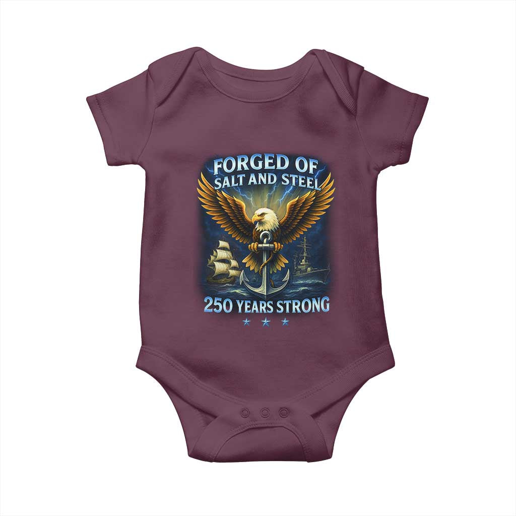 Navy Veteran 250th Anniversary Baby Onesie Forged of Salt and Steel US Naval Ships 250th Anniversary - Wonder Print Shop