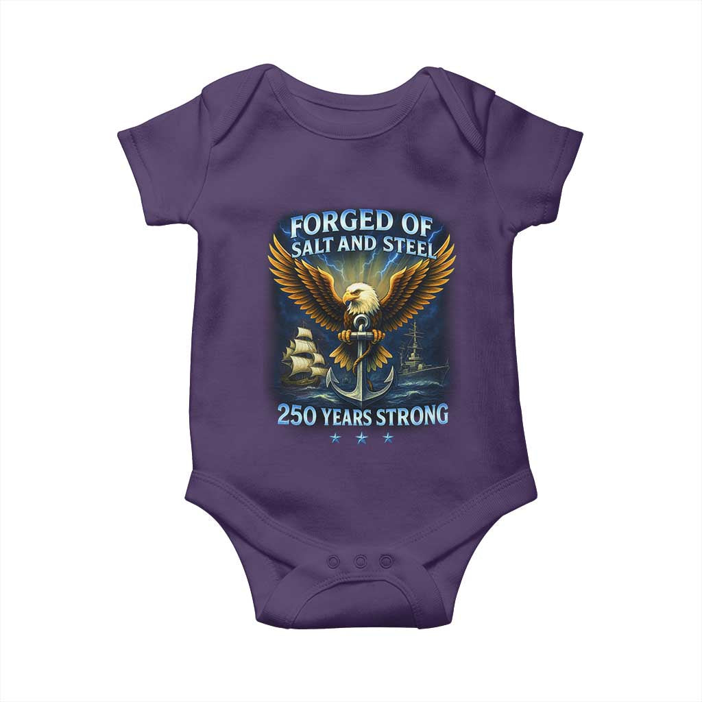 Navy Veteran 250th Anniversary Baby Onesie Forged of Salt and Steel US Naval Ships 250th Anniversary - Wonder Print Shop