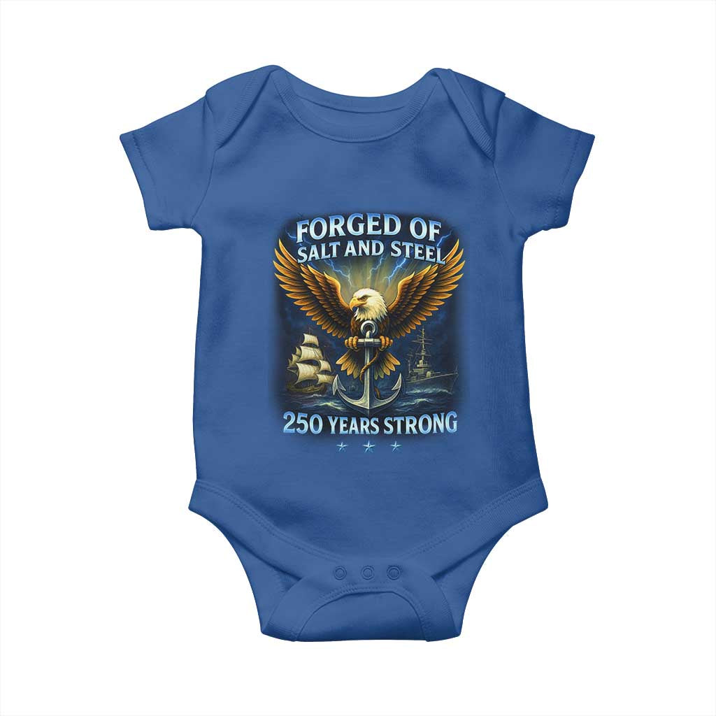 Navy Veteran 250th Anniversary Baby Onesie Forged of Salt and Steel US Naval Ships 250th Anniversary - Wonder Print Shop