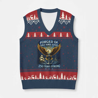 Navy Veteran 250th Anniversary V-Neck Knit Sweater Vest Forged of Salt and Steel US Naval Ships 250th Anniversary - Wonder Print Shop