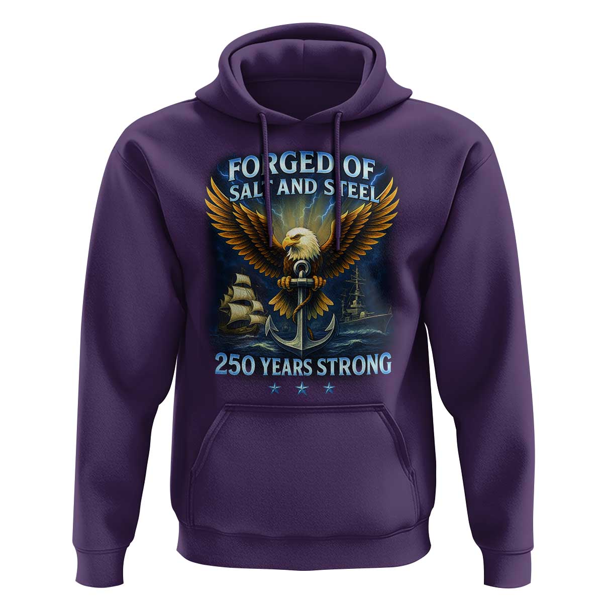 Navy Veteran 250th Anniversary Hoodie Forged of Salt and Steel US Naval Ships 250th Anniversary - Wonder Print Shop