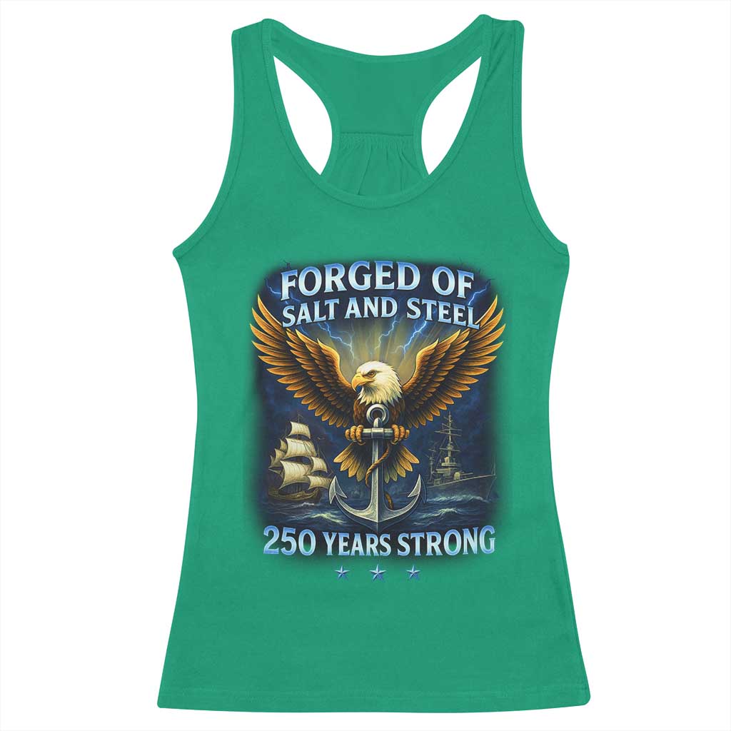 Navy Veteran 250th Anniversary Racerback Tank Top Forged of Salt and Steel US Naval Ships 250th Anniversary - Wonder Print Shop