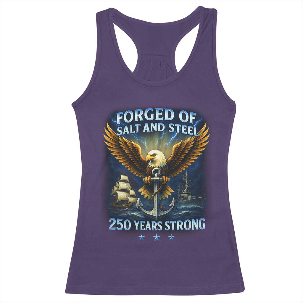 Navy Veteran 250th Anniversary Racerback Tank Top Forged of Salt and Steel US Naval Ships 250th Anniversary - Wonder Print Shop