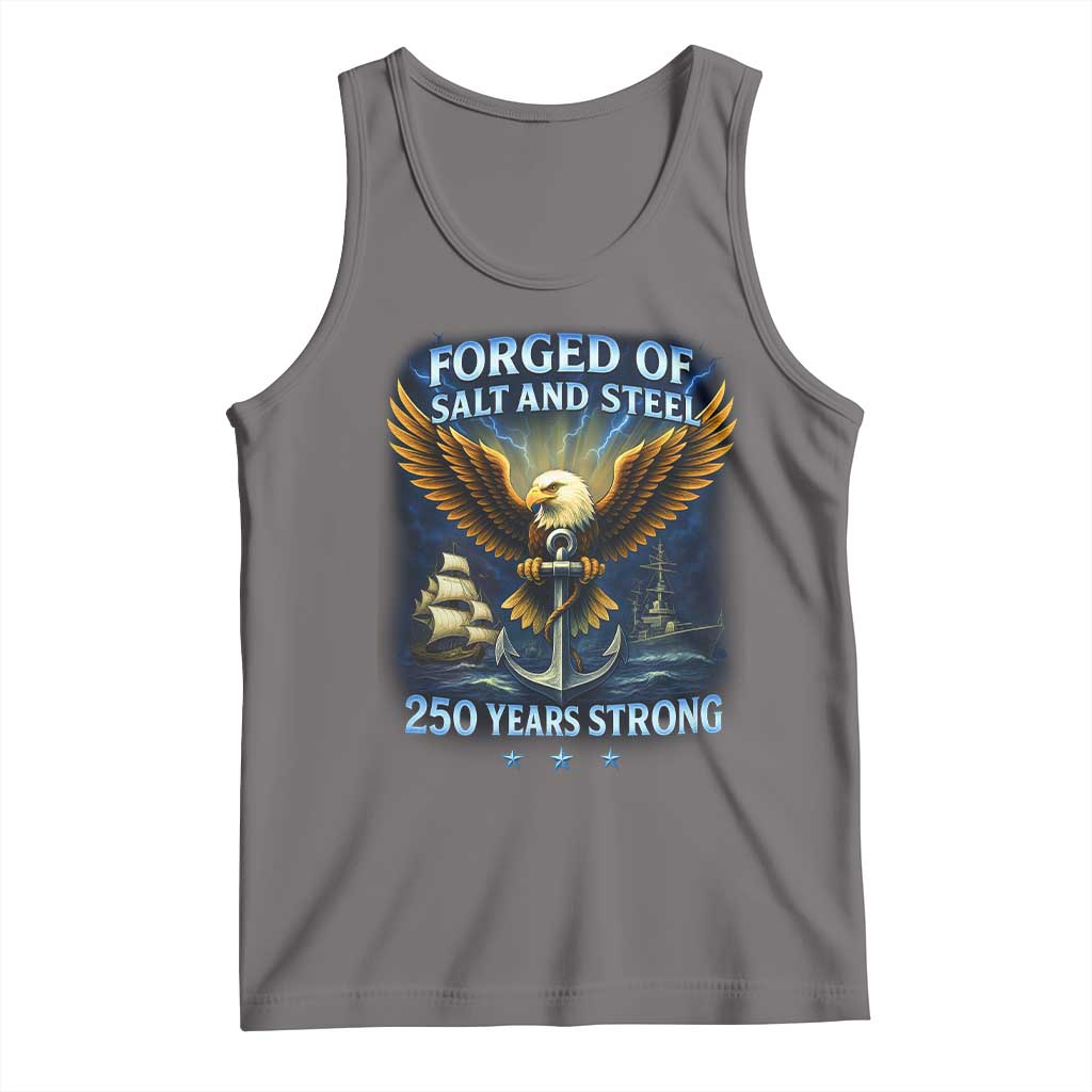 Navy Veteran 250th Anniversary Tank Top Forged of Salt and Steel US Naval Ships 250th Anniversary - Wonder Print Shop