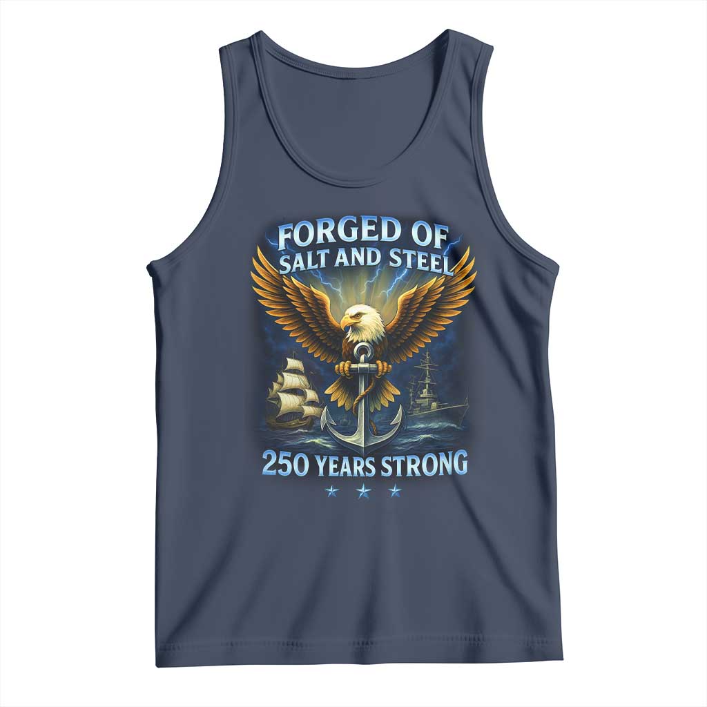 Navy Veteran 250th Anniversary Tank Top Forged of Salt and Steel US Naval Ships 250th Anniversary - Wonder Print Shop