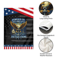 Navy Veteran 250th Anniversary Garden Flag Forged of Salt and Steel US Naval Ships 250th Anniversary