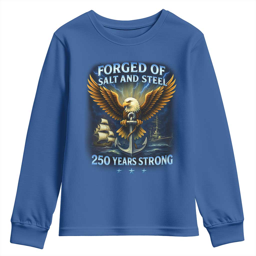 Navy Veteran 250th Anniversary Youth Sweatshirt Forged of Salt and Steel US Naval Ships 250th Anniversary - Wonder Print Shop