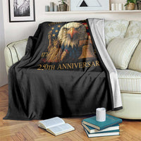 US 250th Anniversary Throw Blanket Retro Bald Eagle American Flag Patriotic Veterans - Wonder Print Shop
