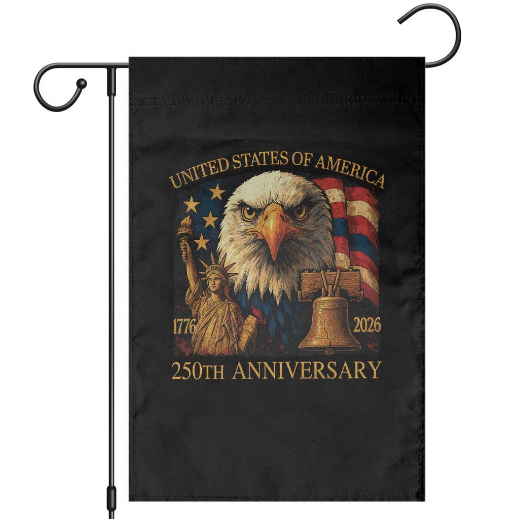 US 250th Anniversary Garden Flag Retro Bald Eagle American Flag Patriotic Veterans - Wonder Print Shop