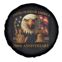 US 250th Anniversary Spare Tire Cover Retro Bald Eagle American Flag Patriotic Veterans - Wonder Print Shop