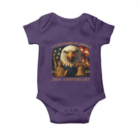 US 250th Anniversary Baby Onesie Retro Bald Eagle American Flag Patriotic Veterans - Wonder Print Shop
