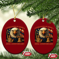 US 250th Anniversary Ceramic Ornament Retro Bald Eagle American Flag Patriotic Veterans - Wonder Print Shop