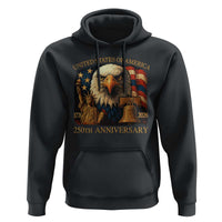 US 250th Anniversary Hoodie Retro Bald Eagle American Flag Patriotic Veterans - Wonder Print Shop