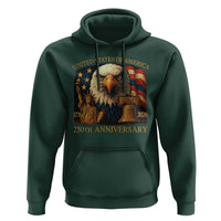 US 250th Anniversary Hoodie Retro Bald Eagle American Flag Patriotic Veterans - Wonder Print Shop