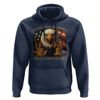 US 250th Anniversary Hoodie Retro Bald Eagle American Flag Patriotic Veterans - Wonder Print Shop