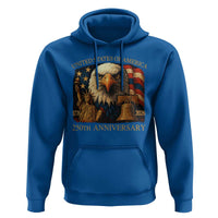 US 250th Anniversary Hoodie Retro Bald Eagle American Flag Patriotic Veterans - Wonder Print Shop
