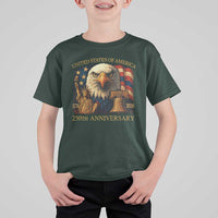US 250th Anniversary T Shirt For Kid Retro Bald Eagle American Flag Patriotic Veterans - Wonder Print Shop