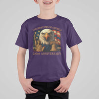 US 250th Anniversary T Shirt For Kid Retro Bald Eagle American Flag Patriotic Veterans - Wonder Print Shop