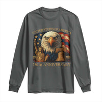 US 250th Anniversary Long Sleeve Shirt Retro Bald Eagle American Flag Patriotic Veterans - Wonder Print Shop