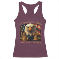 US 250th Anniversary Racerback Tank Top Retro Bald Eagle American Flag Patriotic Veterans - Wonder Print Shop