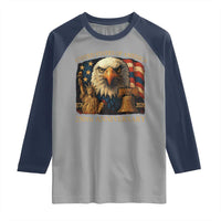 US 250th Anniversary Raglan Shirt Retro Bald Eagle American Flag Patriotic Veterans - Wonder Print Shop