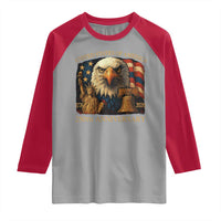 US 250th Anniversary Raglan Shirt Retro Bald Eagle American Flag Patriotic Veterans - Wonder Print Shop