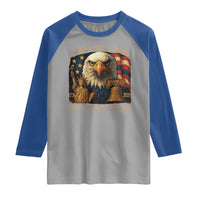 US 250th Anniversary Raglan Shirt Retro Bald Eagle American Flag Patriotic Veterans - Wonder Print Shop