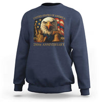 US 250th Anniversary Sweatshirt Retro Bald Eagle American Flag Patriotic Veterans - Wonder Print Shop