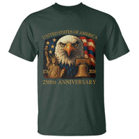 US 250th Anniversary T Shirt Retro Bald Eagle American Flag Patriotic Veterans - Wonder Print Shop