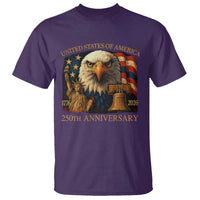 US 250th Anniversary T Shirt Retro Bald Eagle American Flag Patriotic Veterans - Wonder Print Shop