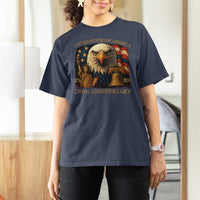 US 250th Anniversary T Shirt For Women Retro Bald Eagle American Flag Patriotic Veterans - Wonder Print Shop