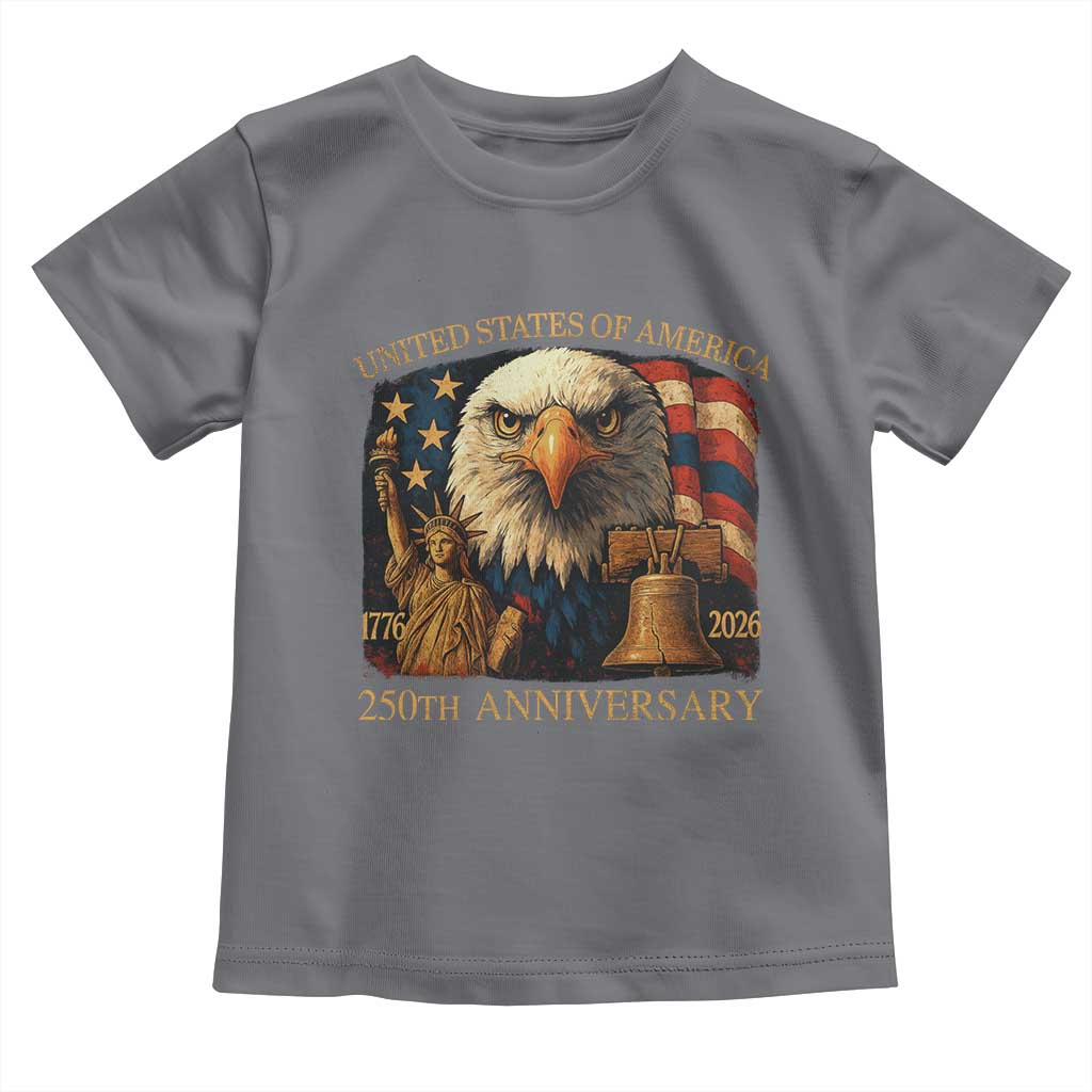 US 250th Anniversary Toddler T Shirt Retro Bald Eagle American Flag Patriotic Veterans - Wonder Print Shop