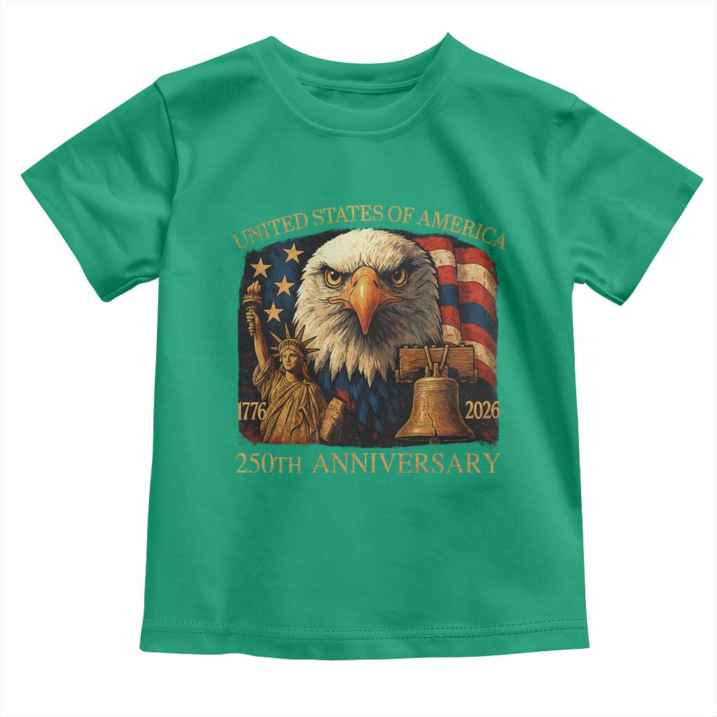 US 250th Anniversary Toddler T Shirt Retro Bald Eagle American Flag Patriotic Veterans - Wonder Print Shop