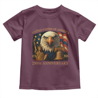 US 250th Anniversary Toddler T Shirt Retro Bald Eagle American Flag Patriotic Veterans - Wonder Print Shop