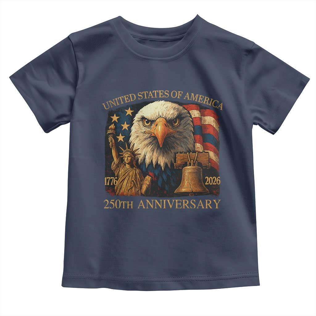 US 250th Anniversary Toddler T Shirt Retro Bald Eagle American Flag Patriotic Veterans - Wonder Print Shop