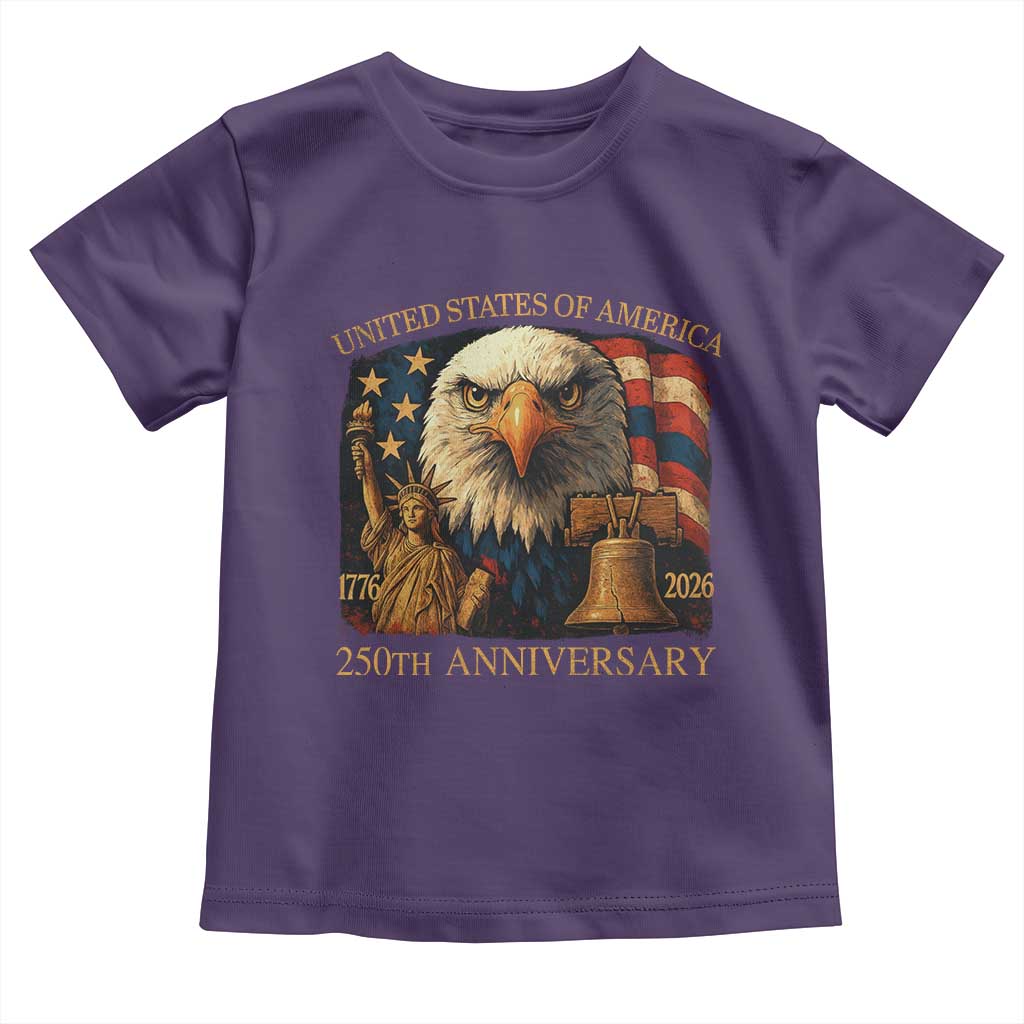 US 250th Anniversary Toddler T Shirt Retro Bald Eagle American Flag Patriotic Veterans - Wonder Print Shop