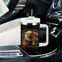 US 250th Anniversary Tumbler With Handle Retro Bald Eagle American Flag Patriotic Veterans - Wonder Print Shop