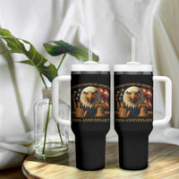 US 250th Anniversary Tumbler With Handle Retro Bald Eagle American Flag Patriotic Veterans - Wonder Print Shop