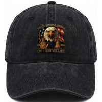 US 250th Anniversary Washed Cotton Baseball Cap Retro Bald Eagle American Flag Patriotic Veterans