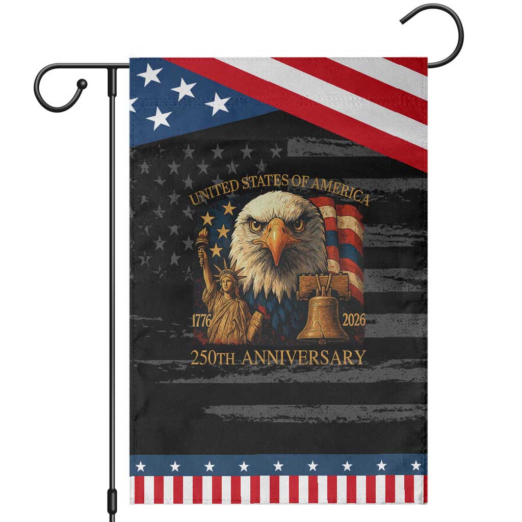 US 250th Anniversary Garden Flag Retro Bald Eagle American Flag Patriotic Veterans