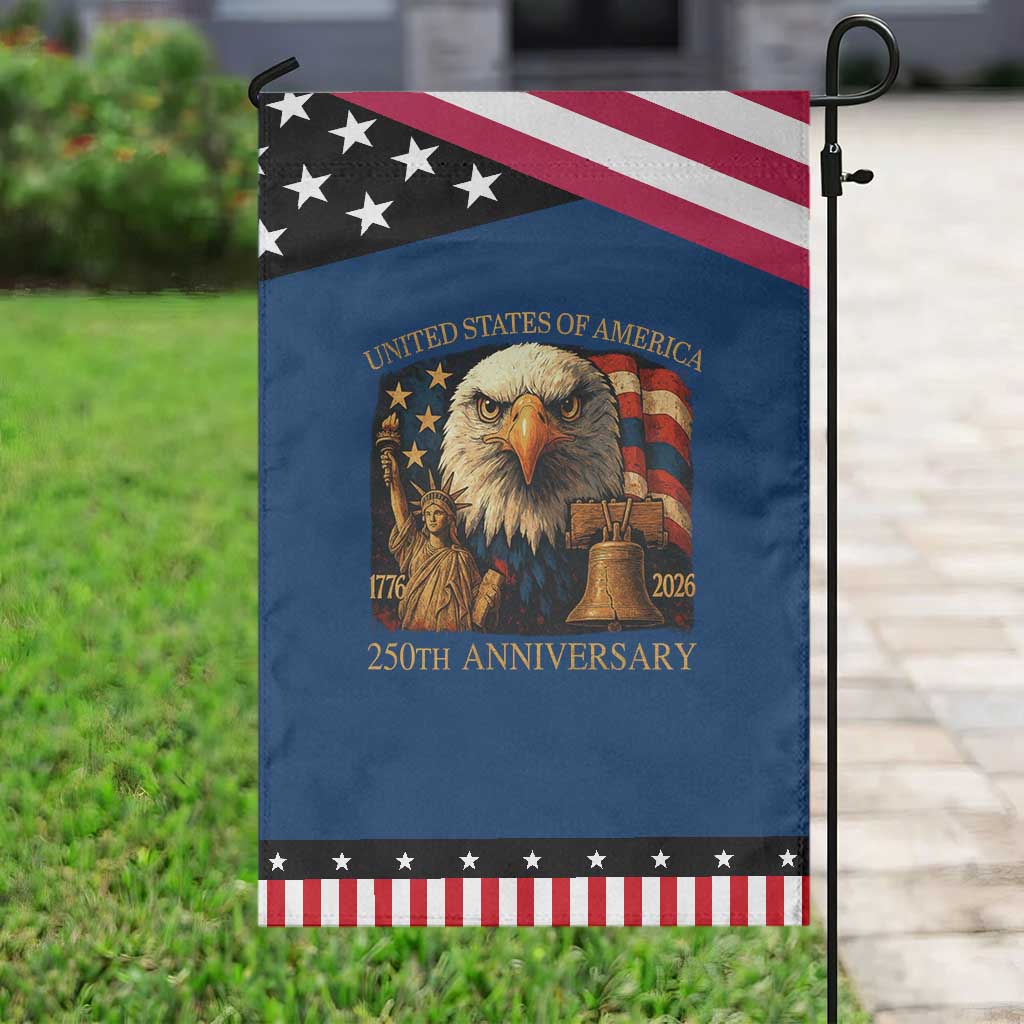 US 250th Anniversary Garden Flag Retro Bald Eagle American Flag Patriotic Veterans