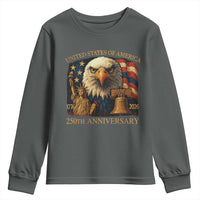 US 250th Anniversary Youth Sweatshirt Retro Bald Eagle American Flag Patriotic Veterans - Wonder Print Shop