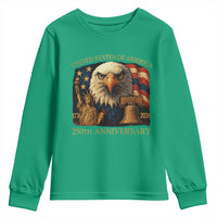 US 250th Anniversary Youth Sweatshirt Retro Bald Eagle American Flag Patriotic Veterans - Wonder Print Shop