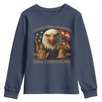 US 250th Anniversary Youth Sweatshirt Retro Bald Eagle American Flag Patriotic Veterans - Wonder Print Shop