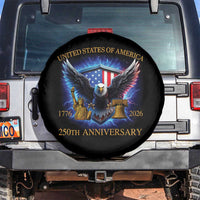 250 Years America Flag Spare Tire Cover Eagle 250th Anniversary USA Patriotic 1776 2026 - Wonder Print Shop